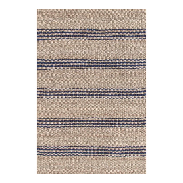 Dash & Albert by Annie Selke Jute Ticking Indigo Woven Rug, 2' x 3' For Sale