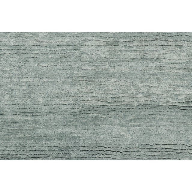 Rug & Kilim Rug & Kilim’s Solid Textural Rug, Monochromatic Silver-Gray and Ice Blue Striae For Sale - Image 4 of 7