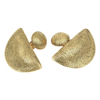 Vintage 1960's Gold Plated Pagoda Form Dangle Clip on Earrings, Pair Of For Sale