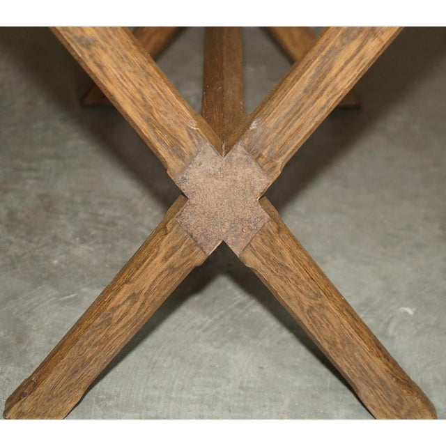 Antique Victorian Oak X Frame Dining Table with Marble Top, 1870s For Sale - Image 17 of 18