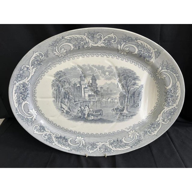 Antique English Blue and White Stoneware Meat Platters, Set of 4 For Sale - Image 9 of 18