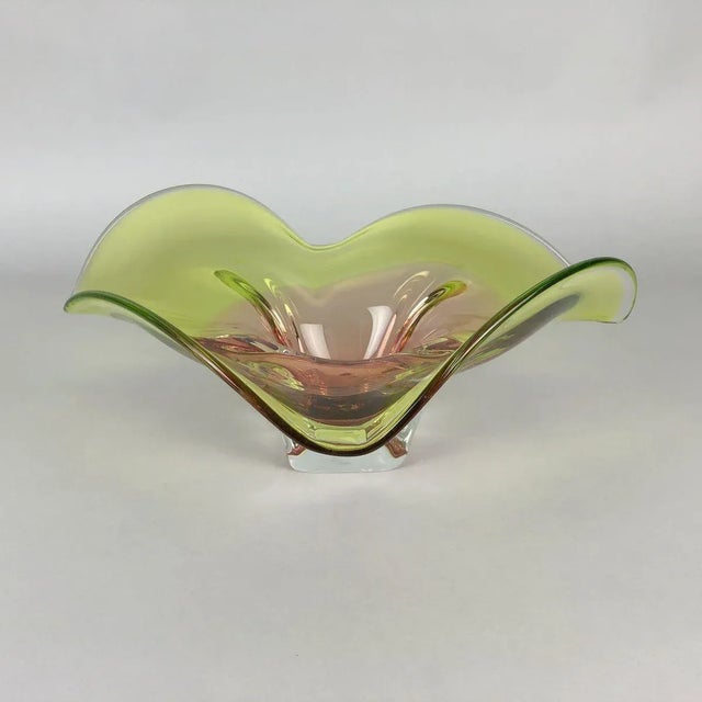 Glass Vintage Art Glass Bowl from Chribska Glass Work, 1960s For Sale - Image 7 of 11