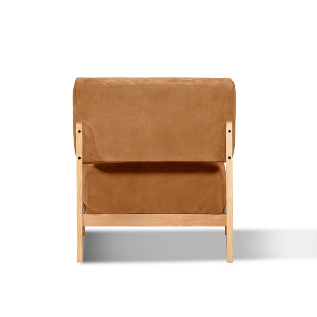 Modern Highland Chair, Camel Suede For Sale - Image 3 of 4
