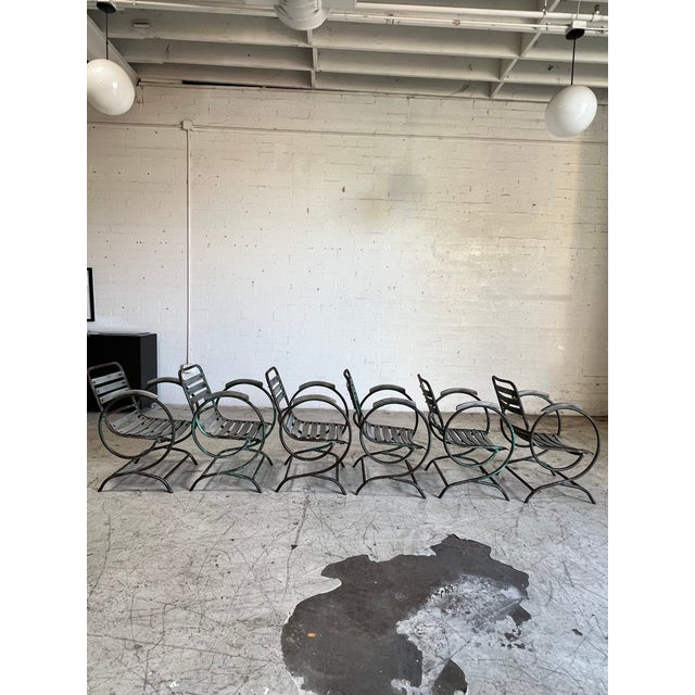 Antique French Wood and Metal Bouncer Garden Chairs - Set of 6 For Sale - Image 10 of 10