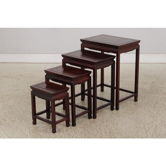 Vintage Chinese Rosewood 4 Stack Nesting Tables For Sale - Image 4 of 15