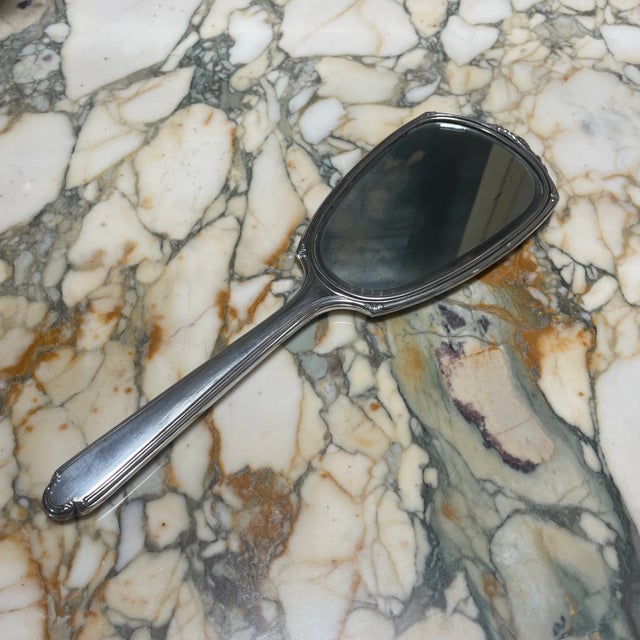 Sterling Silver Large Hand Held Mirror For Sale - Image 9 of 9