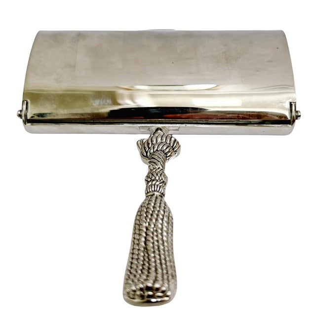 Vintage French Silverplated Tassel Table Crumb Sweeper For Sale - Image 4 of 7