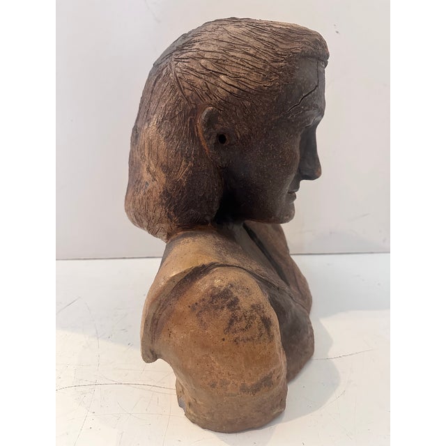 Ceramic Vintage Ceramic Female Bust Sculpture For Sale - Image 7 of 12