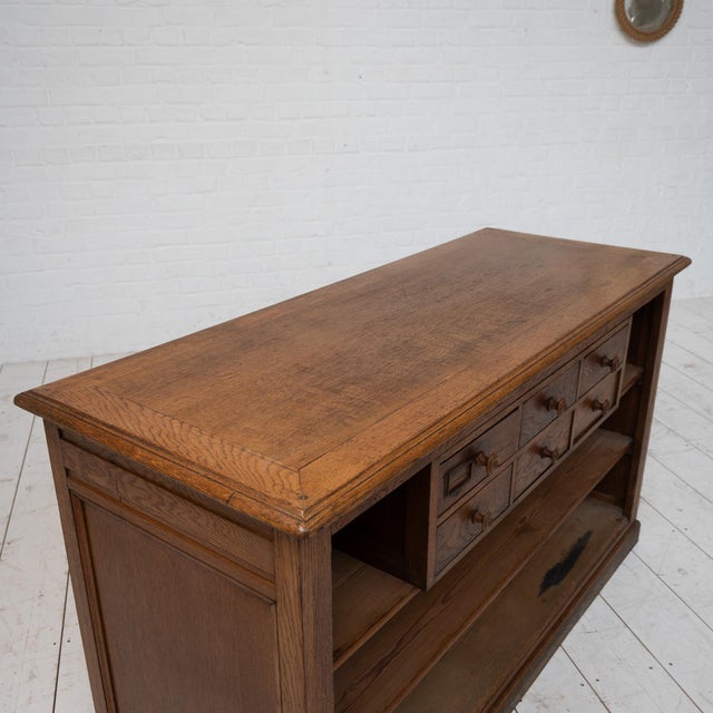 Brass and Oak Counter, 1930 For Sale - Image 3 of 10