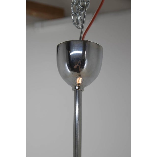 1930s Bauhaus UFO Chandelier in Chrome & Glass, Czech Republic, 1930s For Sale - Image 5 of 15
