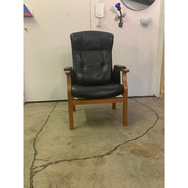 Black Leather Reclining Armchair, Sweden For Sale - Image 8 of 14
