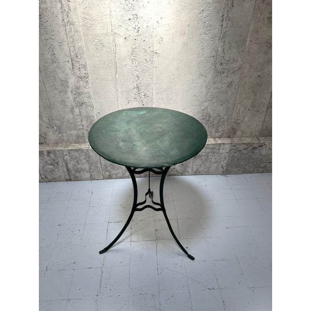 Forest Green Metal Gueridon Garden Table, 1950s For Sale - Image 3 of 7