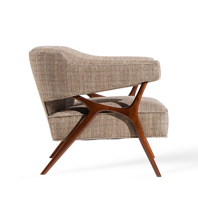 Ward Bennett Mid Century Sculptural Walnut Lounge Chairs - Pair For Sale - Image 11 of 12