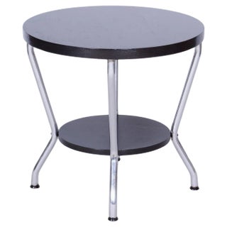 Small Bauhaus Table in Oak and Chrome attributed to Hynek Gottwald, Former Czechoslovakia, 1930s For Sale