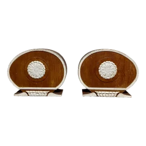 19th C. Canopy Bed Corona / Pelmet / Architectural Cornice Crowns - Pair