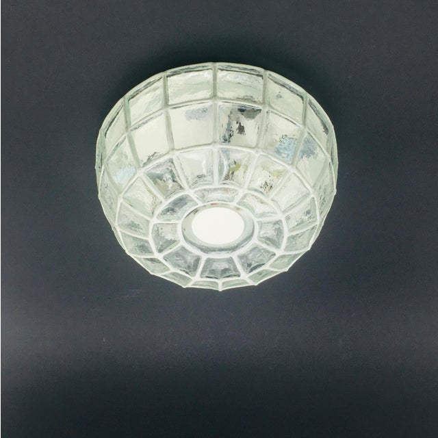 Stunning pair of mid-century modern white "iron" and transparent glass ceiling lights/flush mounts from limburg, germany's...