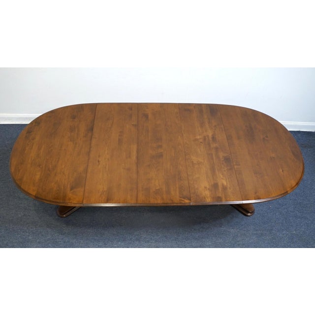 Italian Ethan Allen Classic Manor Solid Maple 98" Oval Double Pedestal Dining Table 15-6034 For Sale - Image 3 of 9