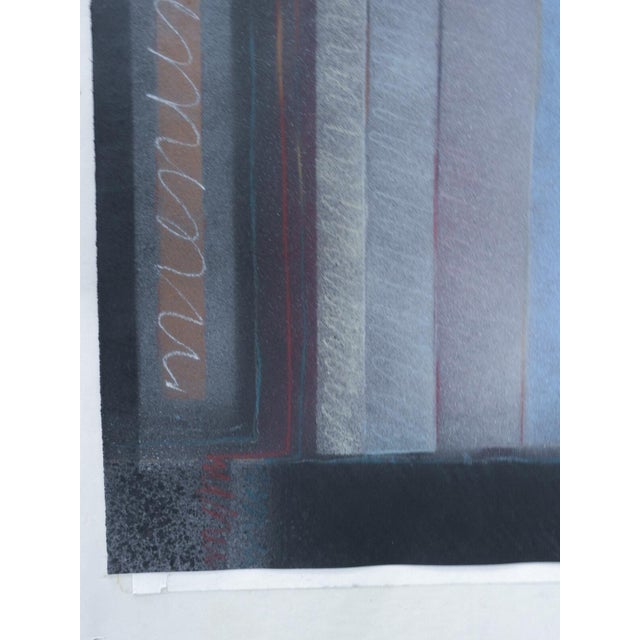 1970s Vintage 1970s Blue and Black Abstract Painting For Sale - Image 5 of 6