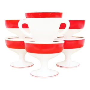 1930s Hazel Atlas Platonite Moderntone Milk Glass Collection, Set of 6