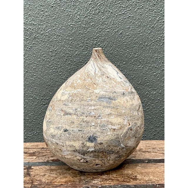 Mid-Century Modern Vintage Textured Ceramic Pottery Vase For Sale - Image 3 of 12