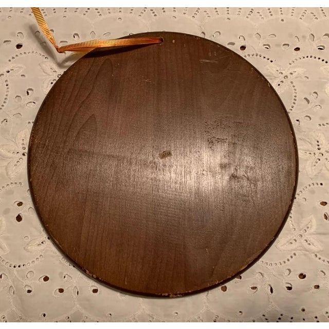 Mid 20th Century Vintage Mid Century Round Wooden Kitchen Wall Plaque For Sale - Image 5 of 7