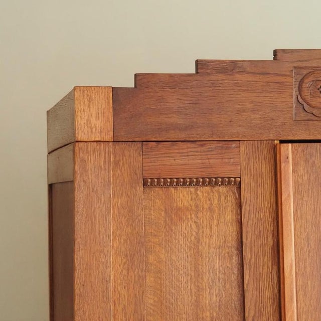 Wood Art Nouveau Oak Wardrobe with Mirror, 1920s For Sale - Image 7 of 18