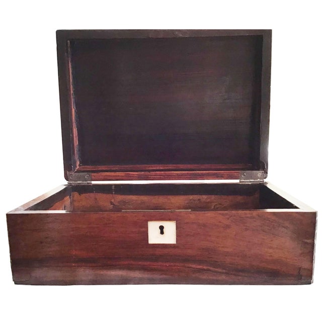 Late 19th Century Rose Wood Box With Inlaid Mother of Pearl Floral Motive on a Mahogany Handmade Four Leg Stand For Sale - Image 4 of 13