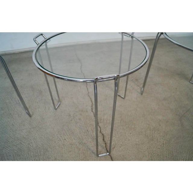 1970’s Saporiti Italian Chrome Nesting Drink Tables - Set of Three For Sale - Image 9 of 13