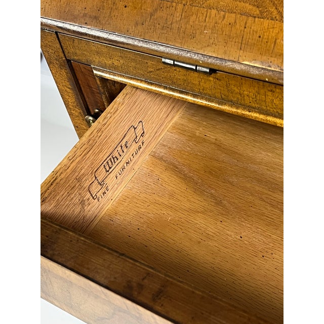 Brown Vintage White Fine Furniture Chippendale Style Secretary Desk For Sale - Image 8 of 12