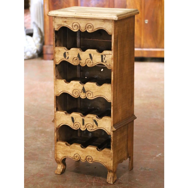 Wood Vintage French Provincial Pine Twelve-Bottle Wine Cabinet, Cave À Vin For Sale - Image 7 of 11