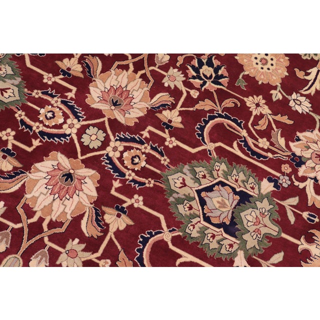 Shabby Chic Kafkaz Pak-Persian Red/Blue Wool Rug - 9'0'' X 11'8'' For Sale - Image 4 of 9