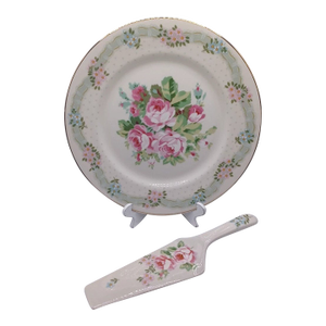 Vintage Andrea by Sadek MCM Floral Pie Plate & Pie Server