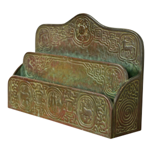 Tiffany Studios New York Zodiac Pattern Bronze Letter Rack
