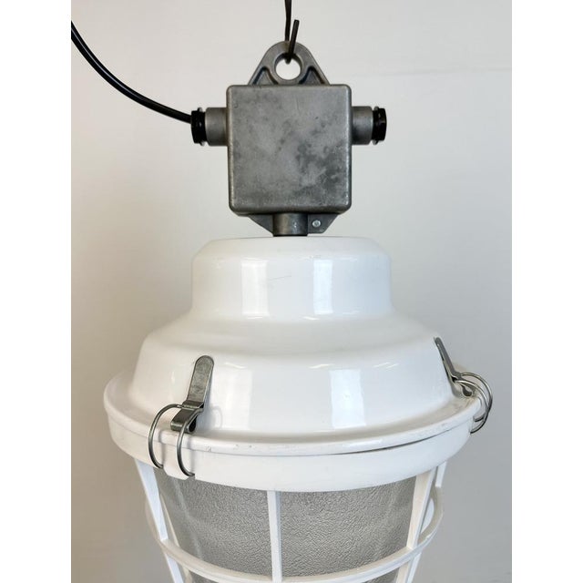 Industrial White Factory Light with Plastic Grid from Elektrosvit, 1990s For Sale - Image 12 of 17