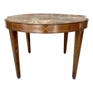 Early 20th Century Circular Side Table in Wood with Lemongrass Marquetry Fillets For Sale