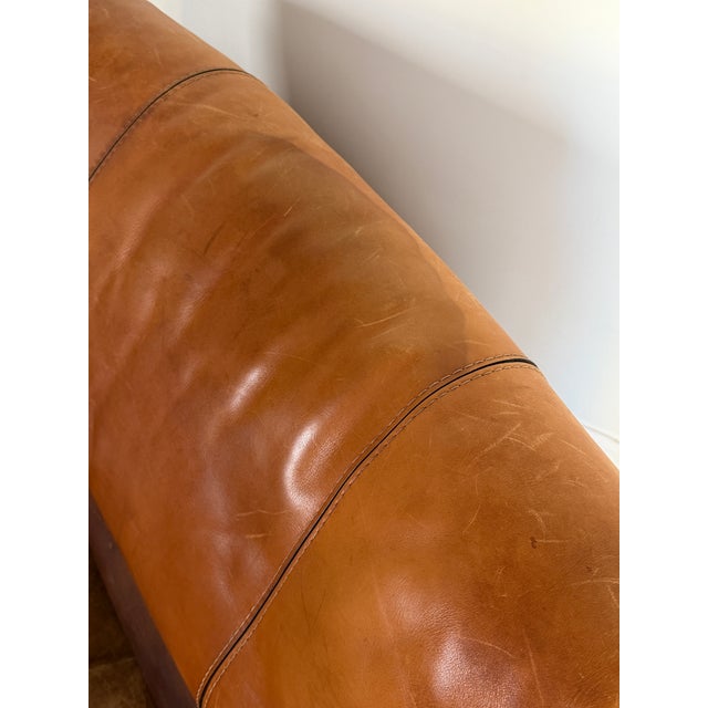 Vintage 1970's Attributed to Roche Bobois Leather Lounge Chair With Ottoman Attributed For Sale - Image 9 of 16