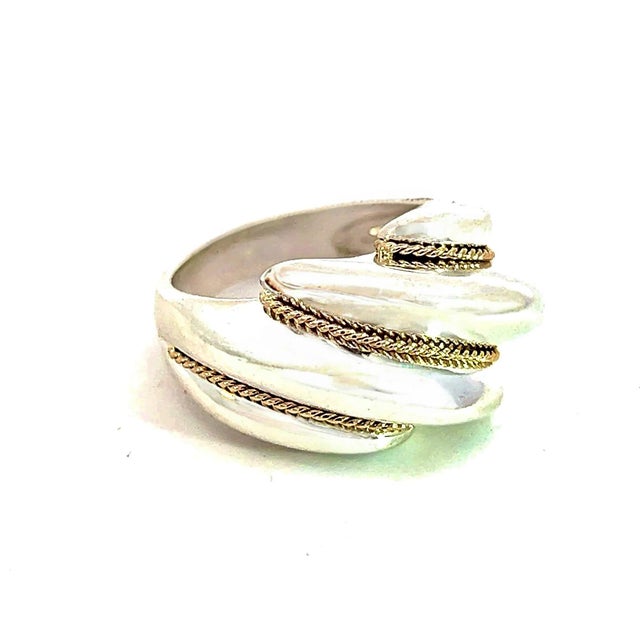 Contemporary 1990s Tiffany & Co Estate Shrimp Ring Size 5.25 14k Gold + Sterling Silver For Sale - Image 3 of 12