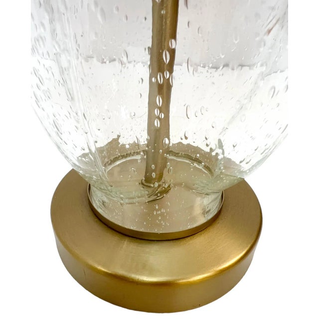 Metal Pair of Vintage Clear Bubble Glass Table Lamps For Sale - Image 7 of 10