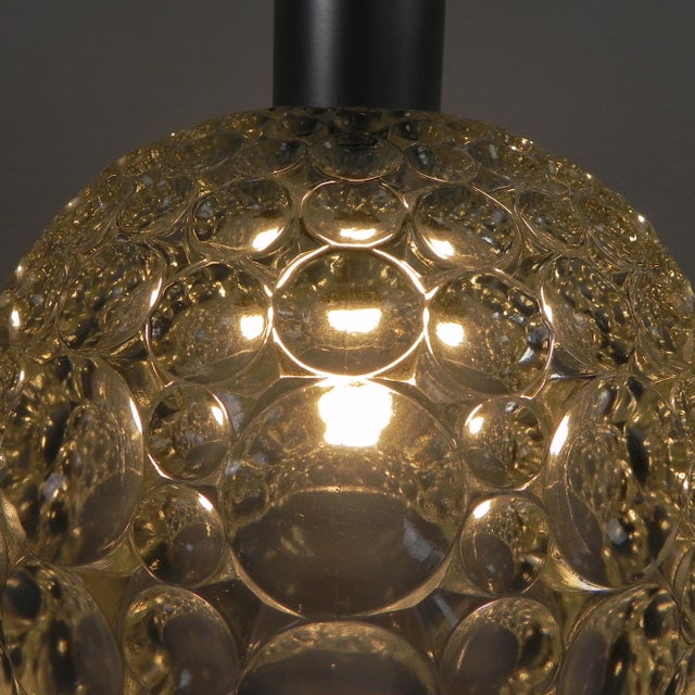 1960s VIntage Pendant Lamp with Glass Shade with Bubble Pattern, 1960s For Sale - Image 5 of 16