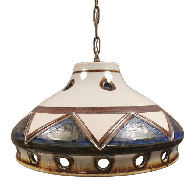 Large Danish Ceramic Pendant Lamp from Axella, 1970s For Sale
