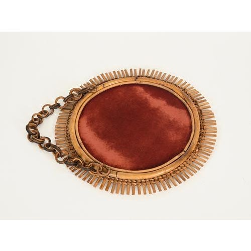 Round Rattan and Bambo Mirror with Chain attributed to Franco Albini, Italy, 1960s For Sale - Image 11 of 13