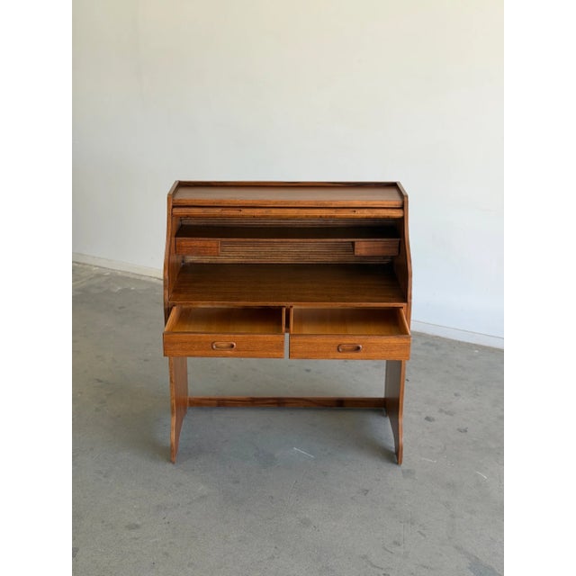 Brown Danish Modern Rolltop Desk For Sale - Image 8 of 18