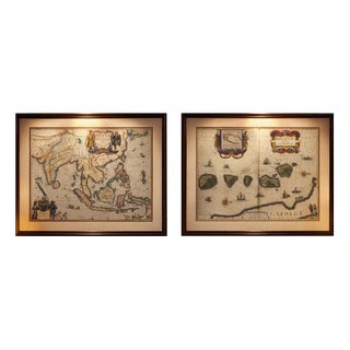 Antique Maps of Indonesia and Moluccas from Blaeu, 1642, Set of 2 For Sale