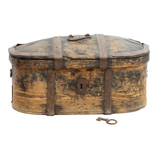 Early 19th Century Swedish Pine Box, Locking Trunk For Sale