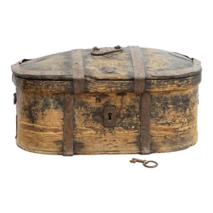 Early 19th Century Swedish Pine Box, Locking Trunk