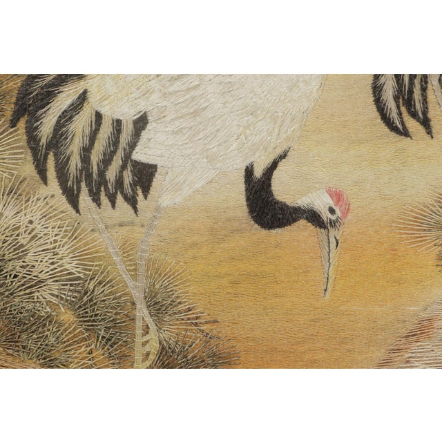 Rug & Kilim Antique Japanese Tapestry With Cranes in Natural Landscape - Rug & Kilim For Sale - Image 4 of 7