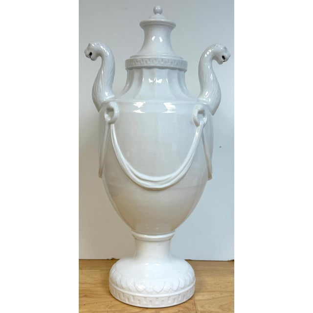 Pair Neoclassical Blanc de Chine Porcelain Urns, Attributed Nymphenburg, 20th C. For Sale - Image 10 of 18