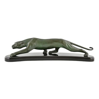 Georges Lavroff, Art Deco Panther, 1925, Bronze on Marble Base For Sale