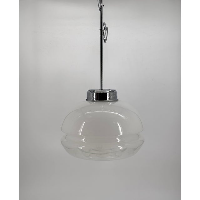 White Space Age Murano Glass Pendant Lamp, Italy, 1970s For Sale - Image 8 of 8