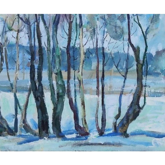 1970s Winter Impressionism: Ukrainian Landscape Painting, 1977 50-60 For Sale - Image 6 of 6